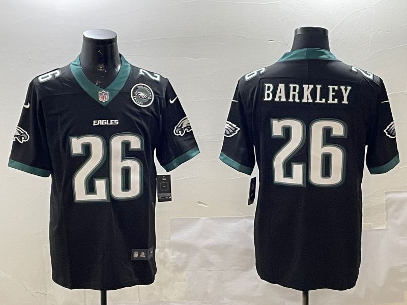 Men Philadelphia Eagles #26 Barkley Black Second generations 2025 Nike Vapor Limited NFL Jersey style 4
